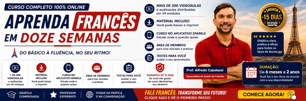 Curso online — Aprenda francês em doze semanas do básico à fluência com Prof. Alfredo Capelassi
